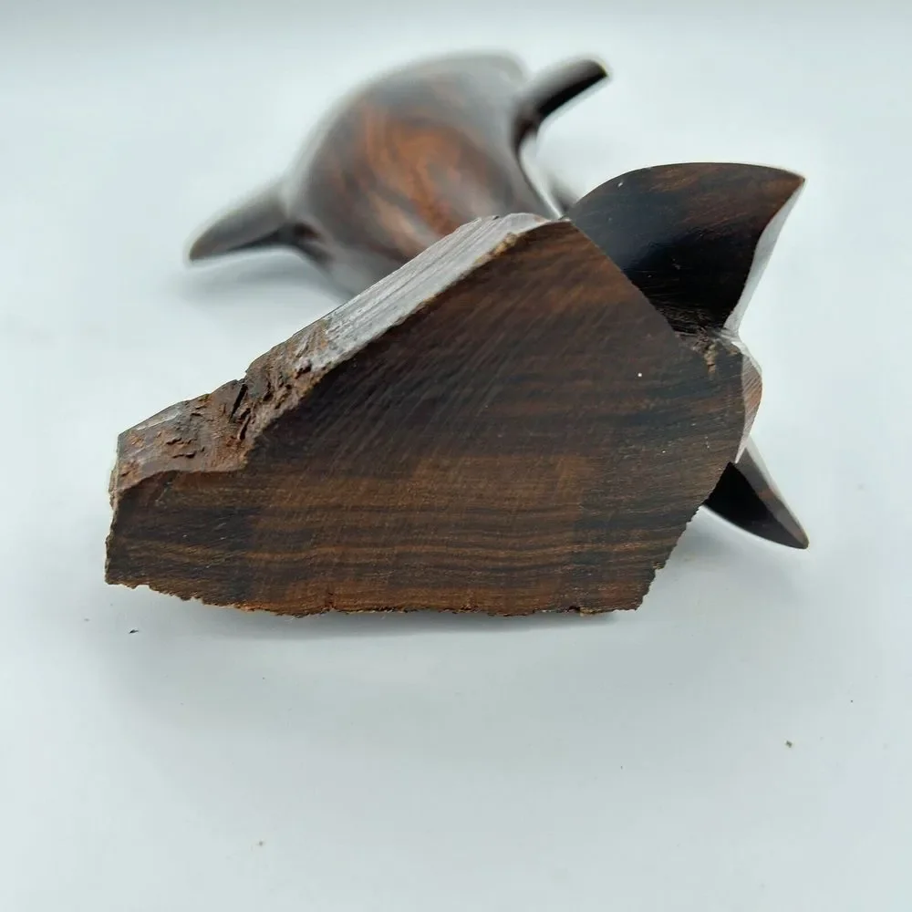 Vtg Hand Carved Ironwood Dolphin Figurine 7 1/2